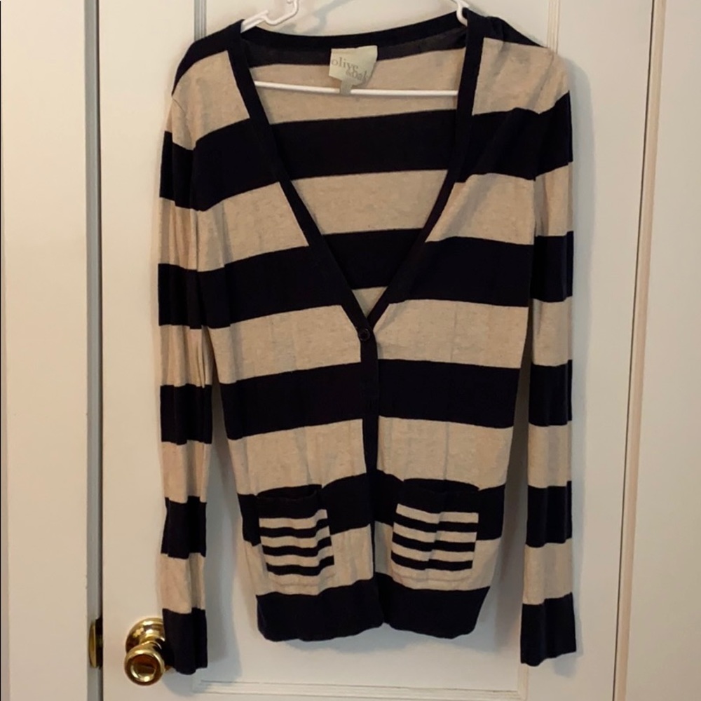 Navy and heather cardigan